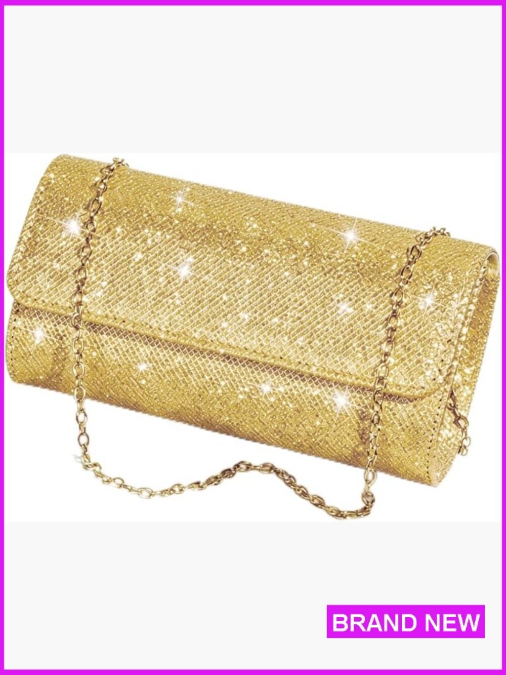 Sparkly Rhinestone Evening Clutch Envelope Chain Purse Party Handbag Glitter